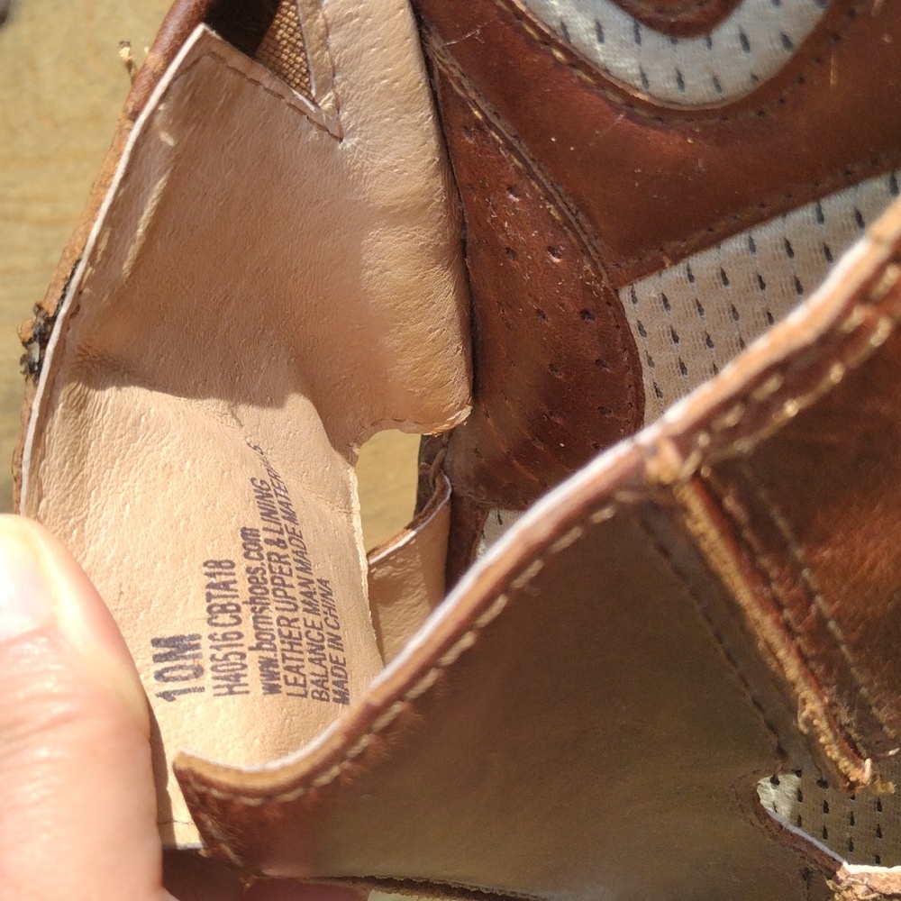 Born Men's Brown Leather Sandals Slip On Slides Size 10 - Picture 4 of 8